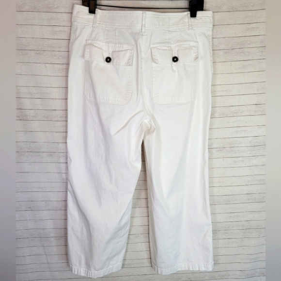 White House Black Market White Wide Leg Cropped Pants sz 12 - Picture 2 of 16